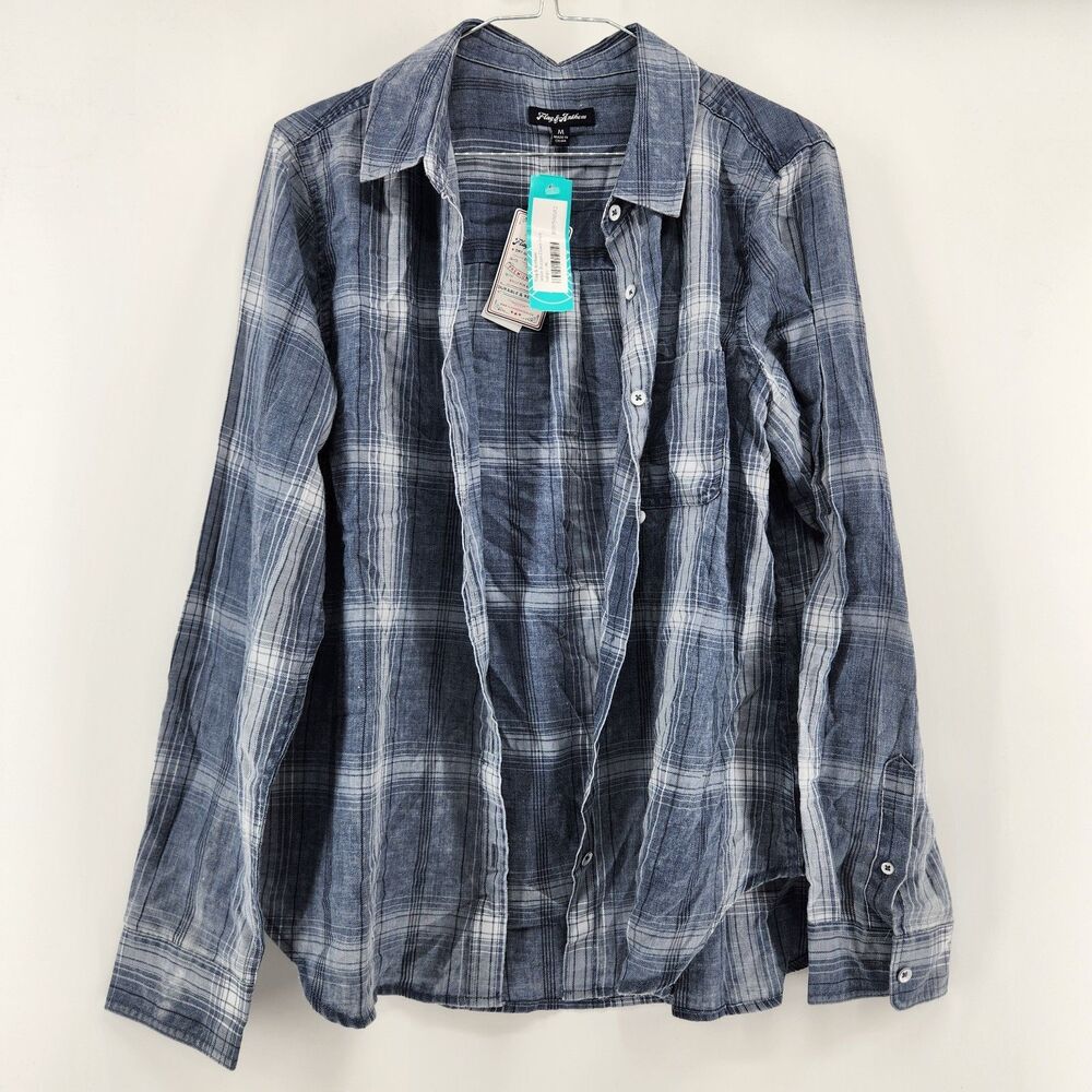 Flag & Anthem Women's Medium Blue Jessie Button Down Shirt NWT